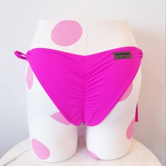 Victoria's Secret Luxe Multi ring Strappy Brazilian Bikini Bottom Hot Pink NWT - Picture 4 of 15